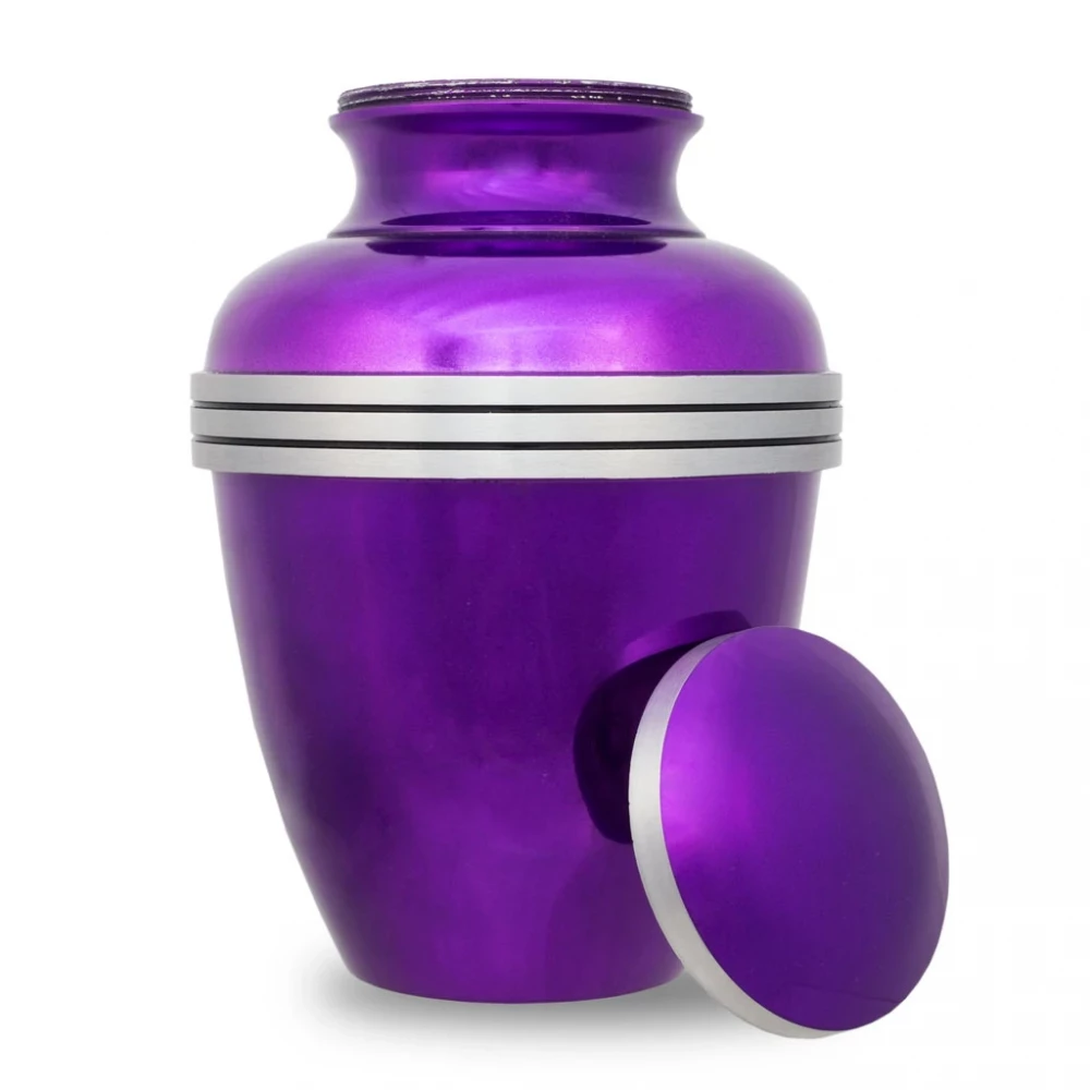 Max. Wt. Up to 200 lbs. Dark Purple Banded Cremation Urn