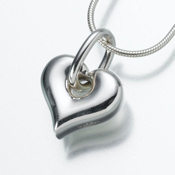 Sterling Silver Puff Heart with Eternal Ring Keepsake Pendant