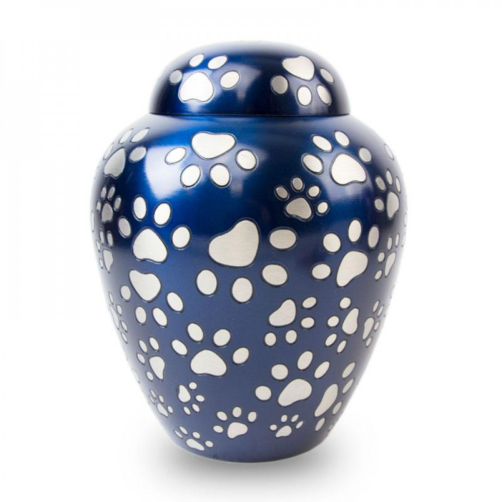 Pet’s Max. Wt. Up to 80 lbs. Paws of Love Blue Pet Cremation Urn