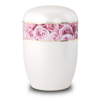 Max. Wt. Up to 210 lbs. Biodegradable Pink Roses Cremation Urn