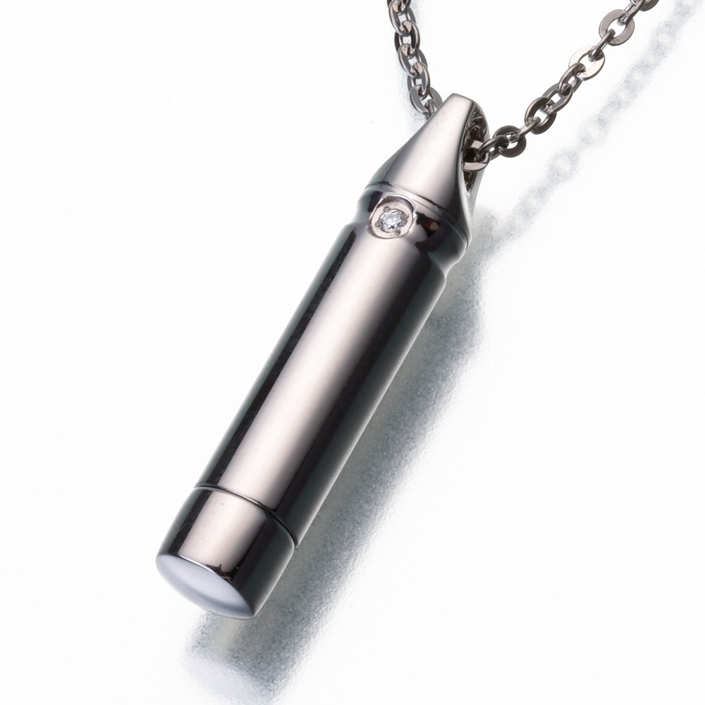 Titanium Cylinder with Crystal Chip Keepsake Pendant