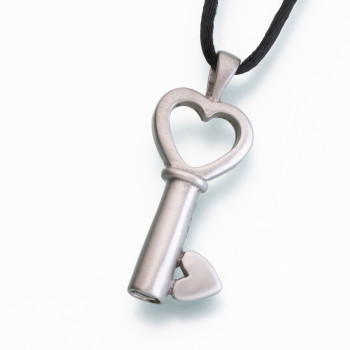 White Bronze Key to My Heart Keepsake Pendant