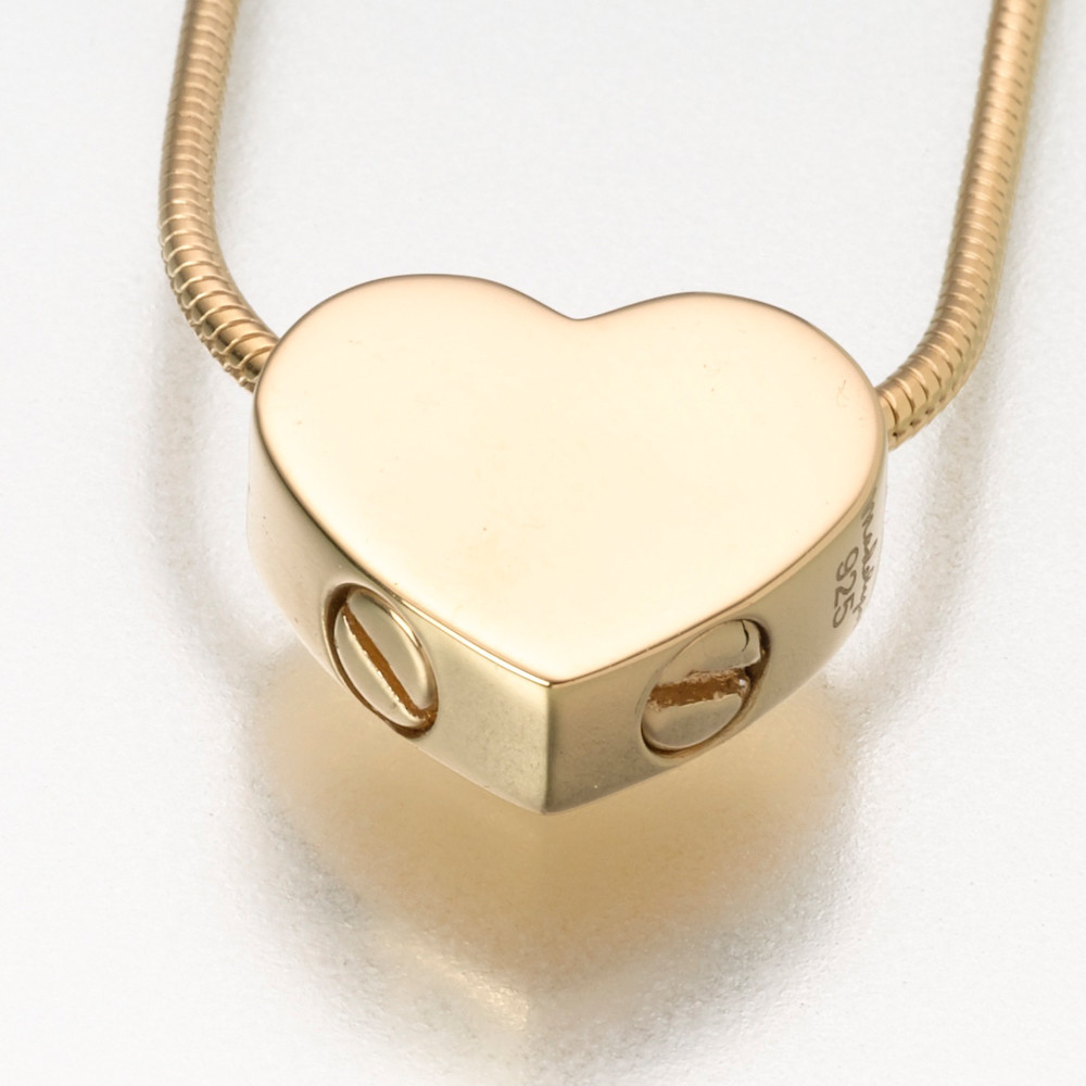 Gold Vermeil Double Chamber Slide Heart Keepsake Pendant