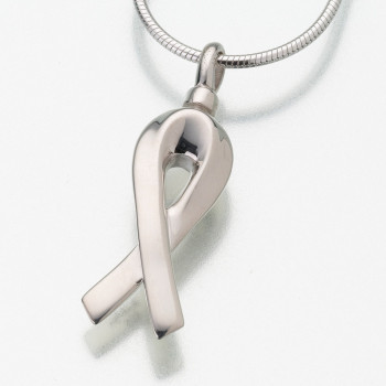 Sterling Silver Remembrance Ribbon Keepsake Pendant