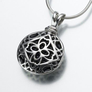 Sterling Silver Filigree Round Keepsake Pendant