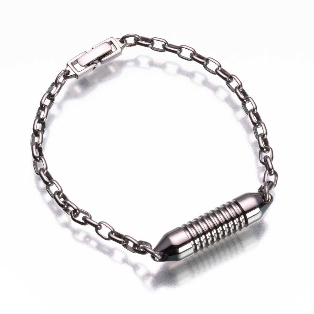 Titanium Narrow Band Rollo Link Keepsake Bracelet