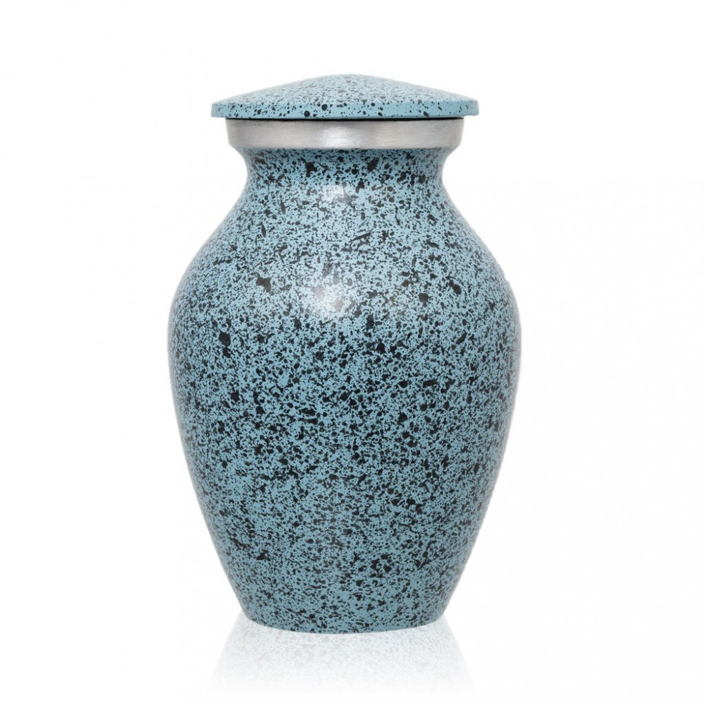 Max. Wt. Up to 3 lbs. Light Blue and Black Traditional Cremation Urn