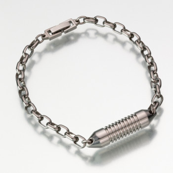 Titanium Long Wide Band Rollo Link Keepsake Pendant Bracelet