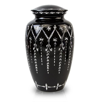 Max. Wt. Up to 200 lbs. Black Garland Drop Cremation Urn