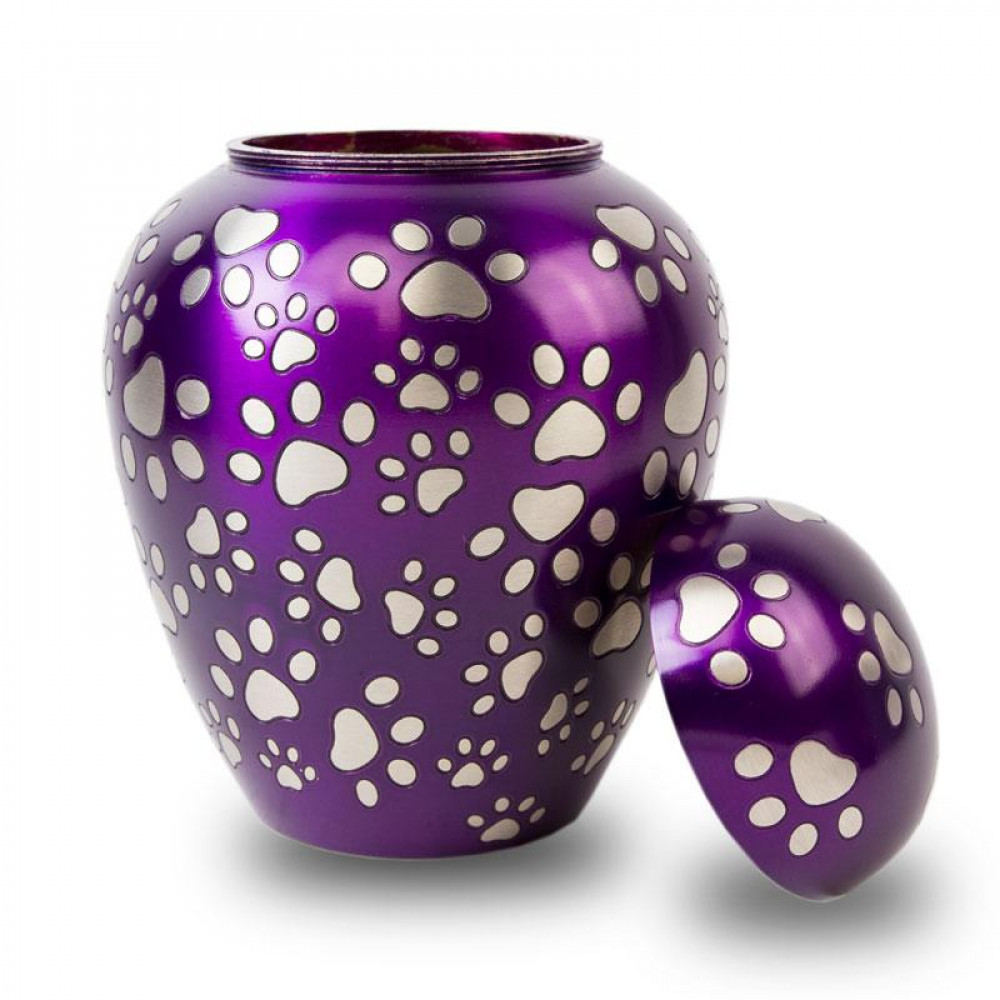 Pet’s Max. Wt. Up to 80 lbs. Paws of Love Purple Pet Cremation Urn