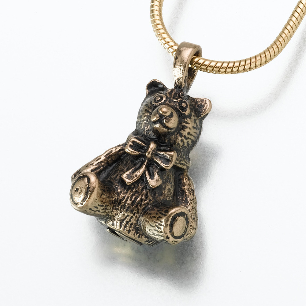 Bronze Antique Teddy Bear Keepsake Pendant