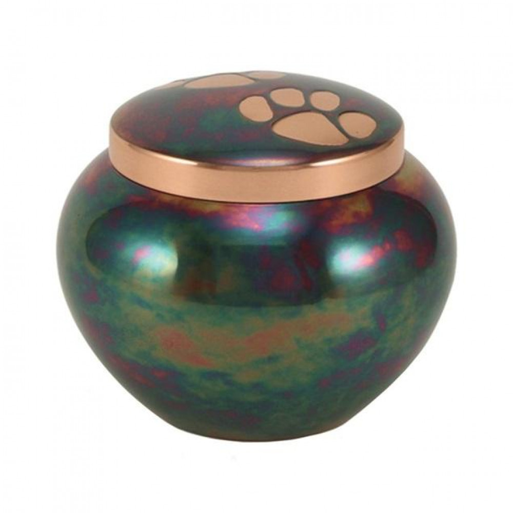 Pet's Max. Wt. Up to 70 lbs. Raku Paw Print Cremation Urn