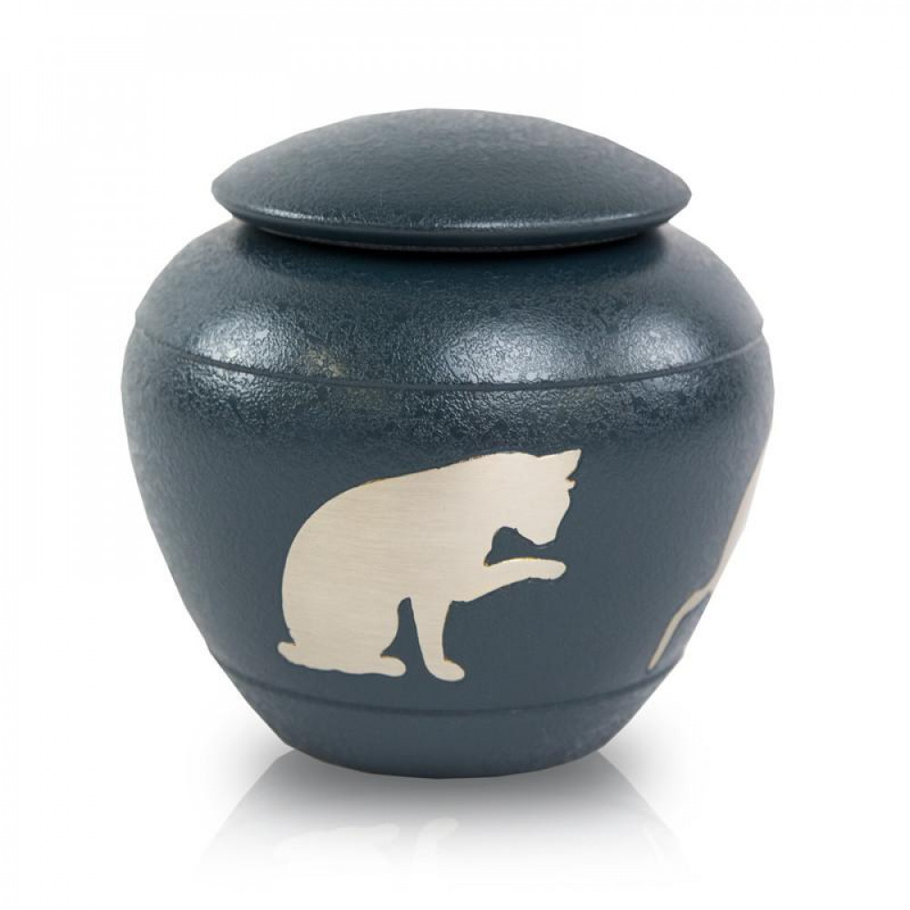 Pet’s Max. Wt. Up to 30 lbs. Dark Country Blue Silhouette Cat Cremation Urn