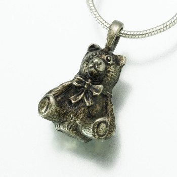 White Bronze Antique Teddy Bear Keepsake Pendant