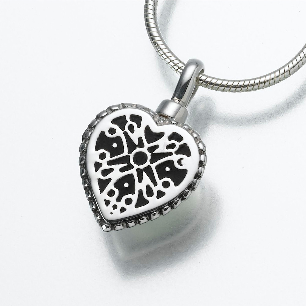 Antique Sterling Silver Small Filigree Heart Keepsake Pendant