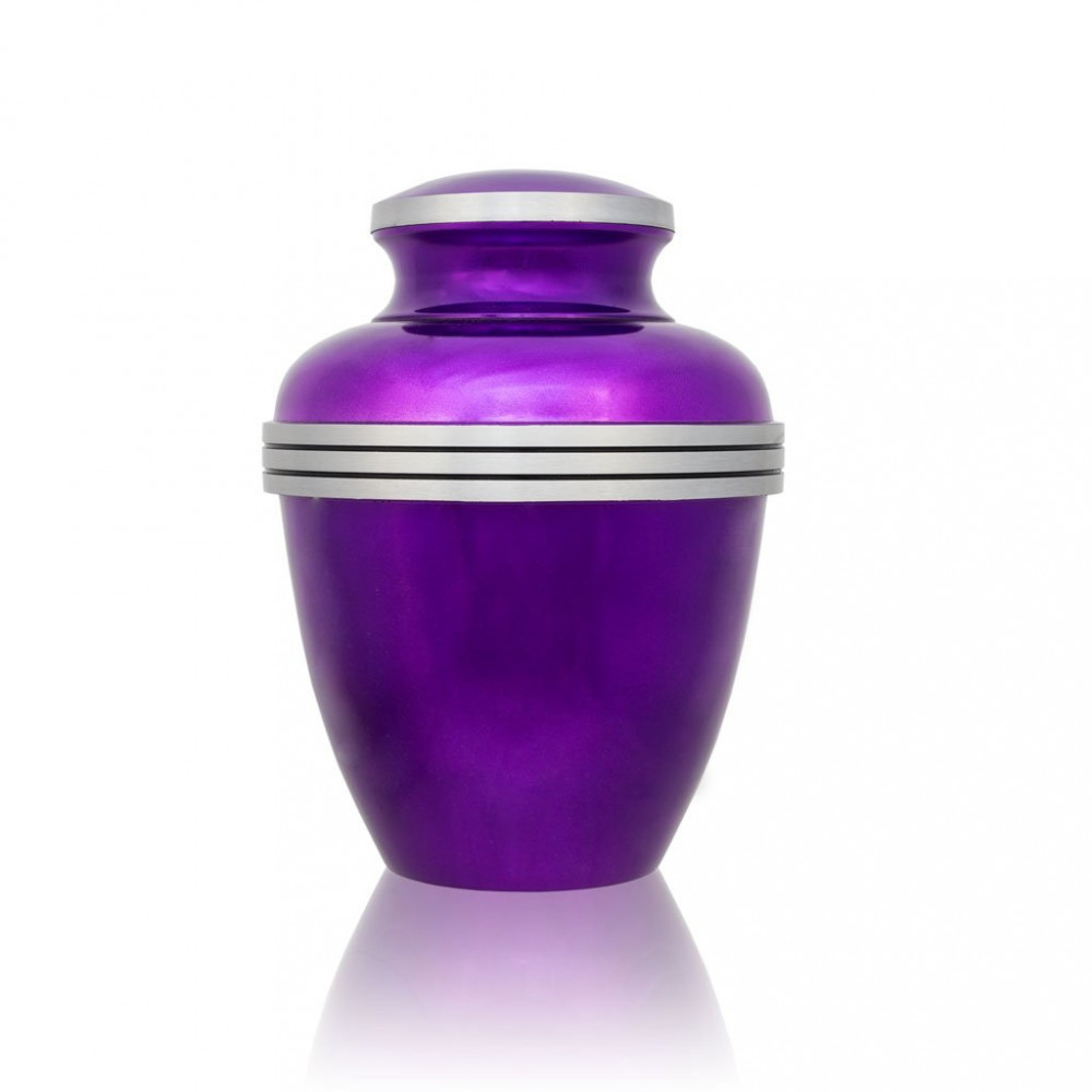 Max. Wt. Up to 85 lbs. Dark Purple Banded Cremation Urn