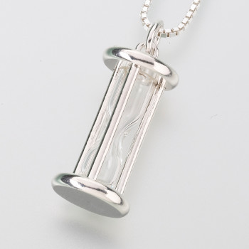 Sterling Silver Clear Hourglass Keepsake Pendant