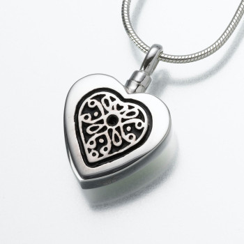 Sterling Silver Filigree Insert Heart Keepsake Pendant