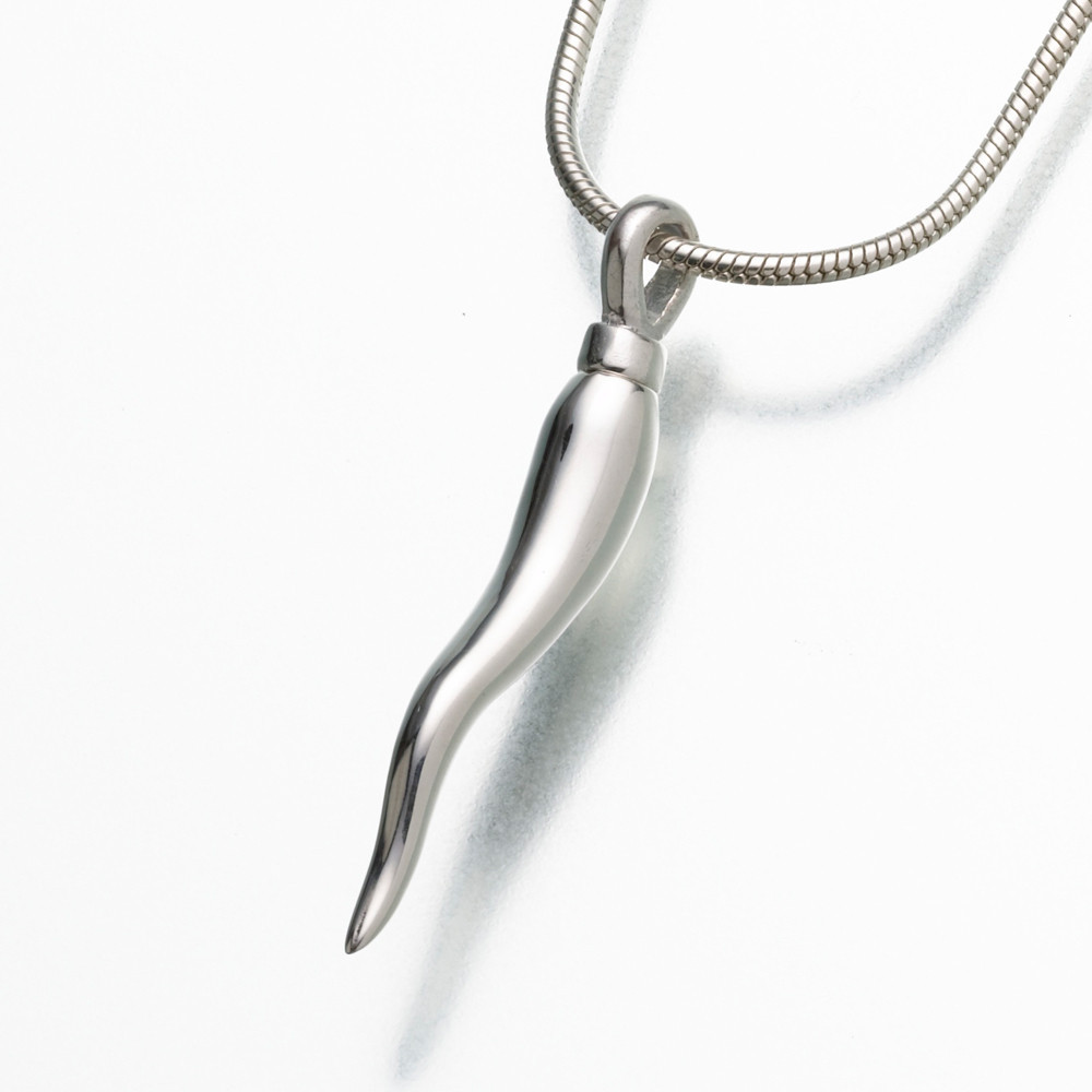 Sterling Silver Italian Horn Keepsake Pendant