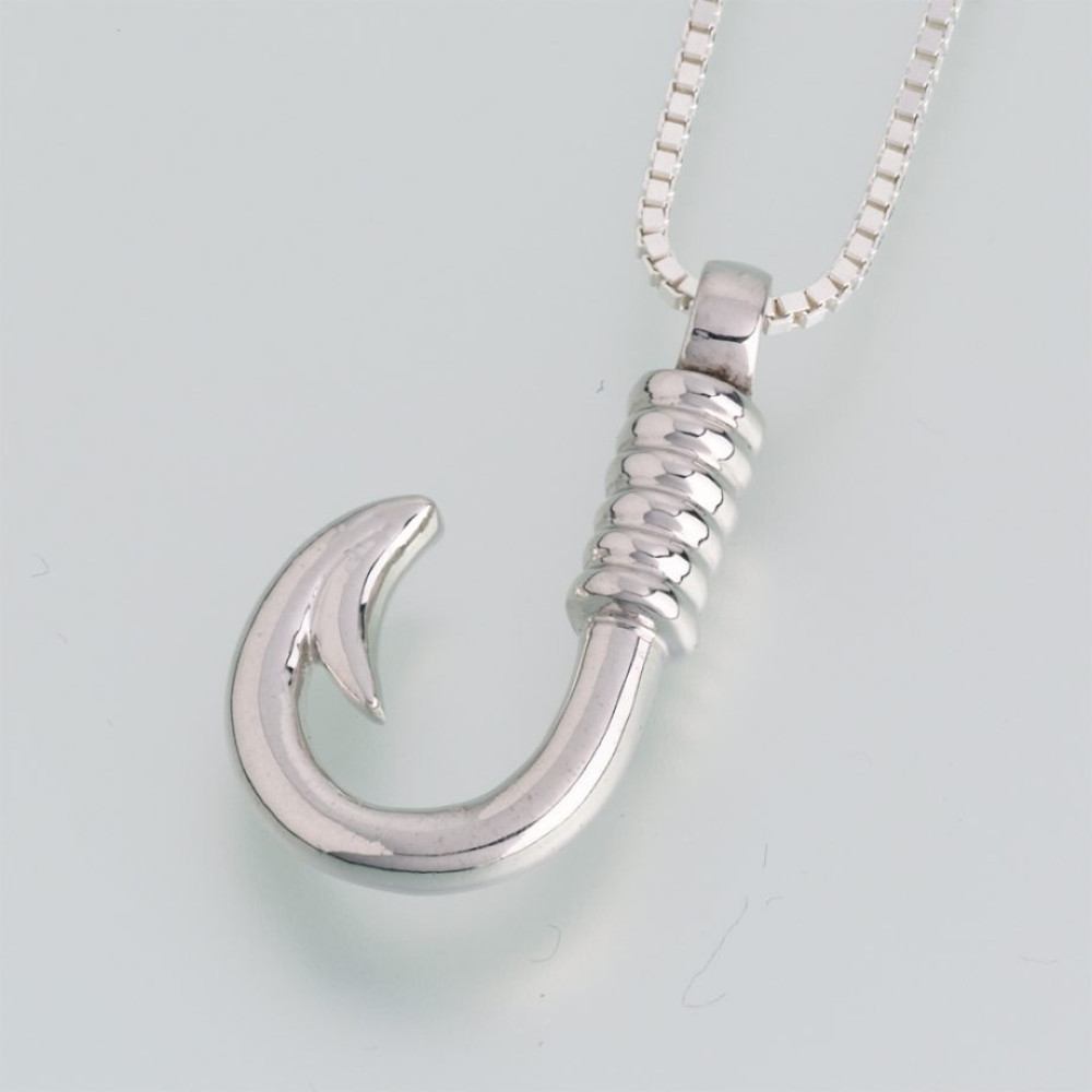 Sterling Silver Fishhook Keepsake (US) Pendant