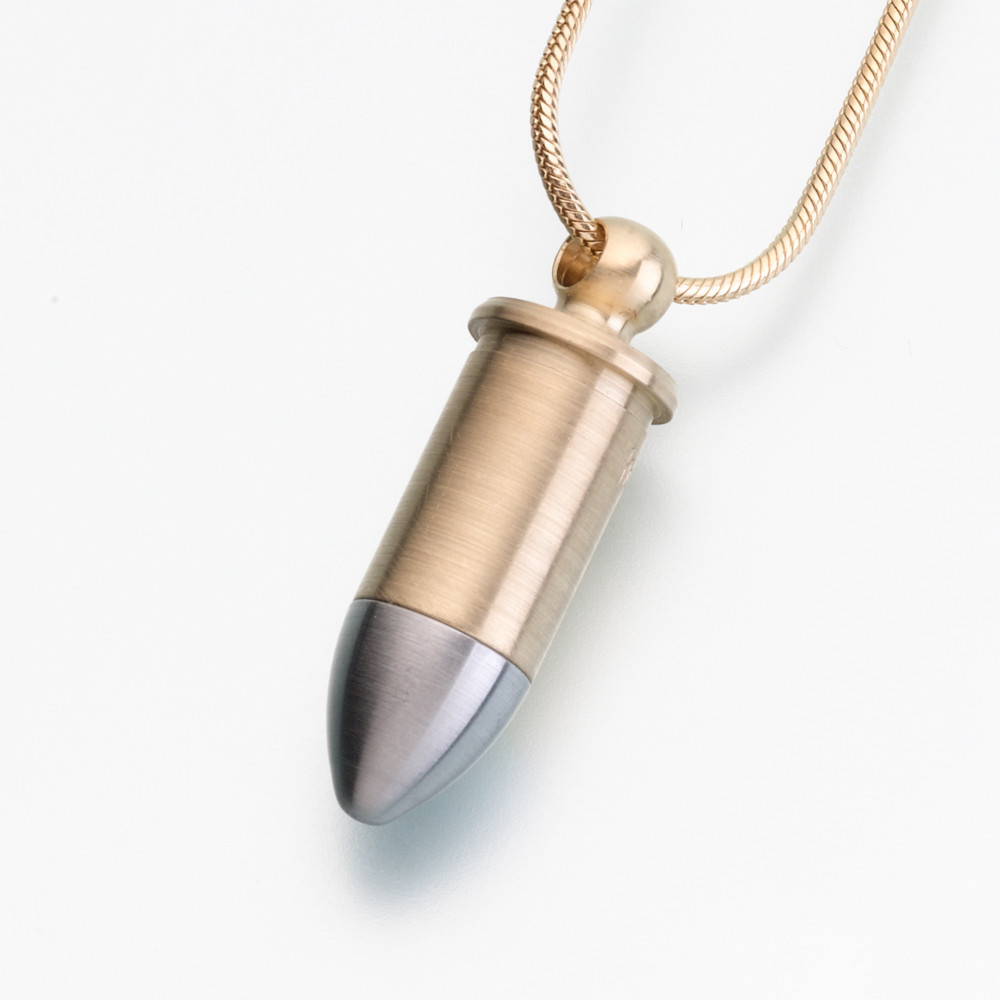 Bronze and White Bronze Bullet Shaped Keepsake Pendant