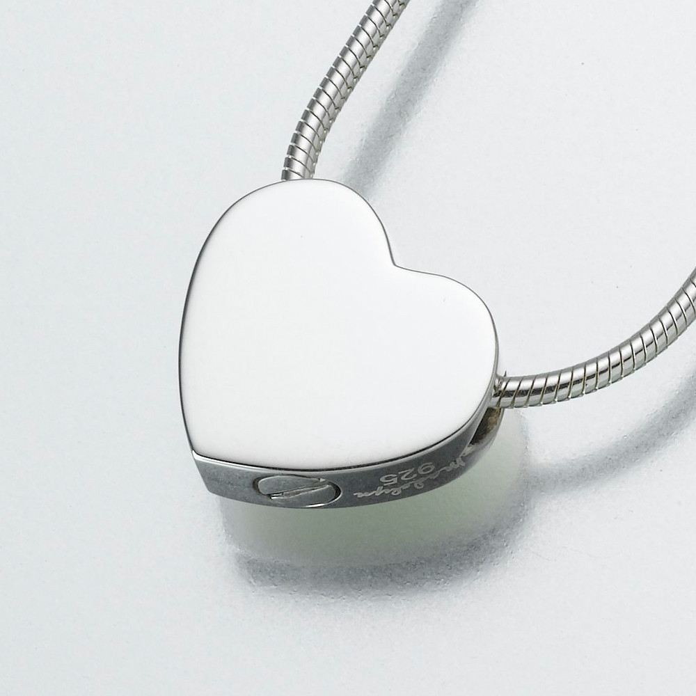 Sterling Silver Double Chamber Slide Heart Keepsake Pendant